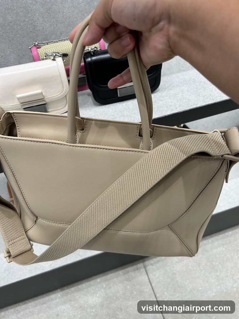 Handheld Beige Handbag Display