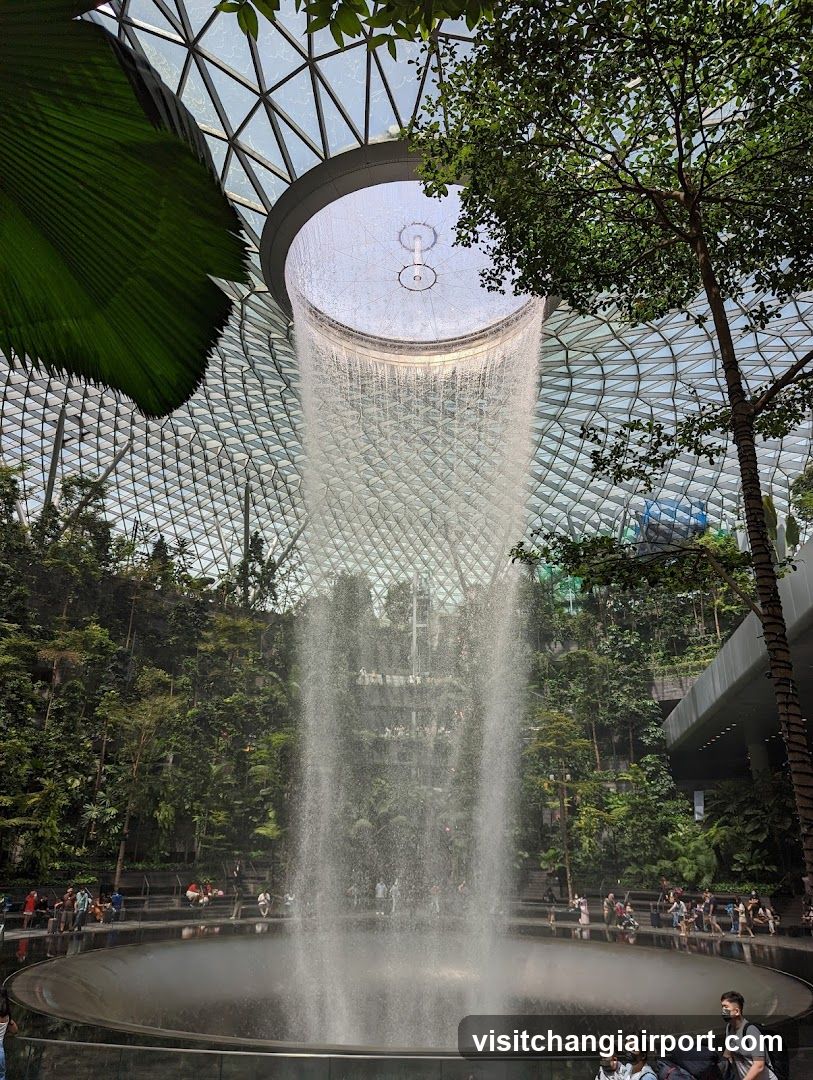 Indoor Waterfall in a Tropical Garden