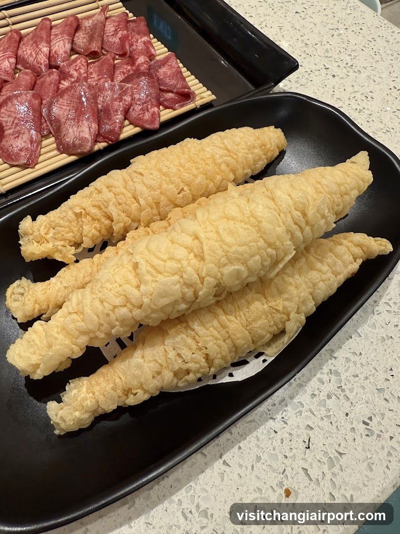 Food Display with Meat and Tempura-like Items