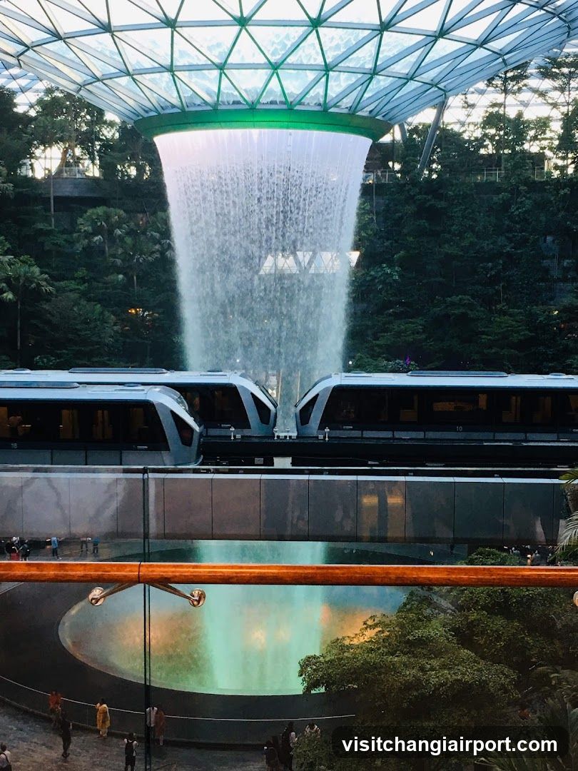 The Jewel Changi Airport Waterfall and Monorail