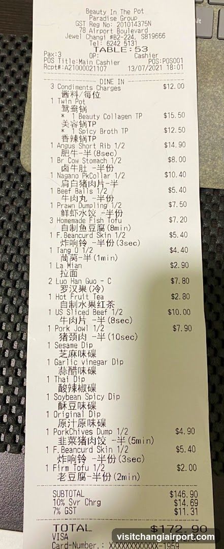 Receipt from Beauty In The Pot Paradise Group