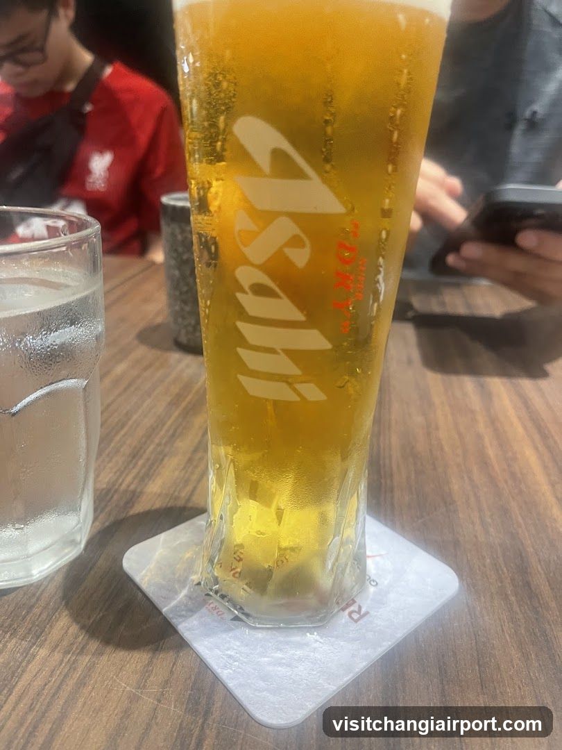 Asahi Beer Glass on Table
