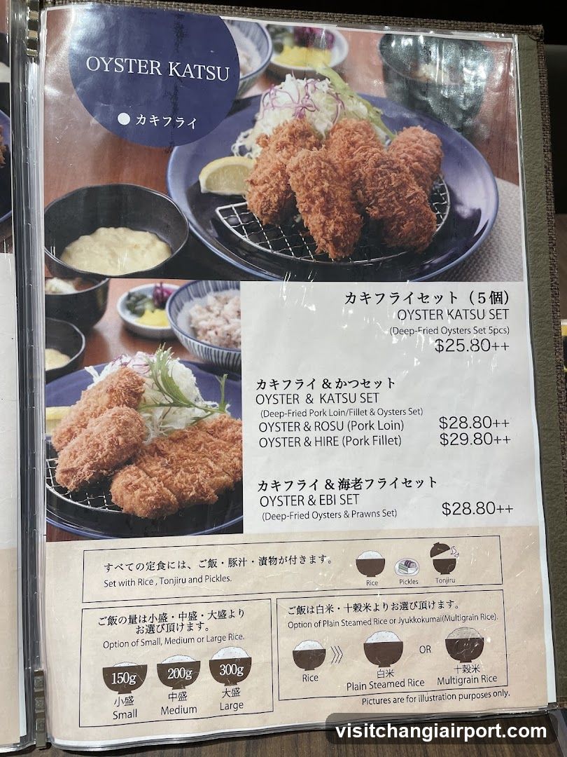 Oyster Katsu Menu Page