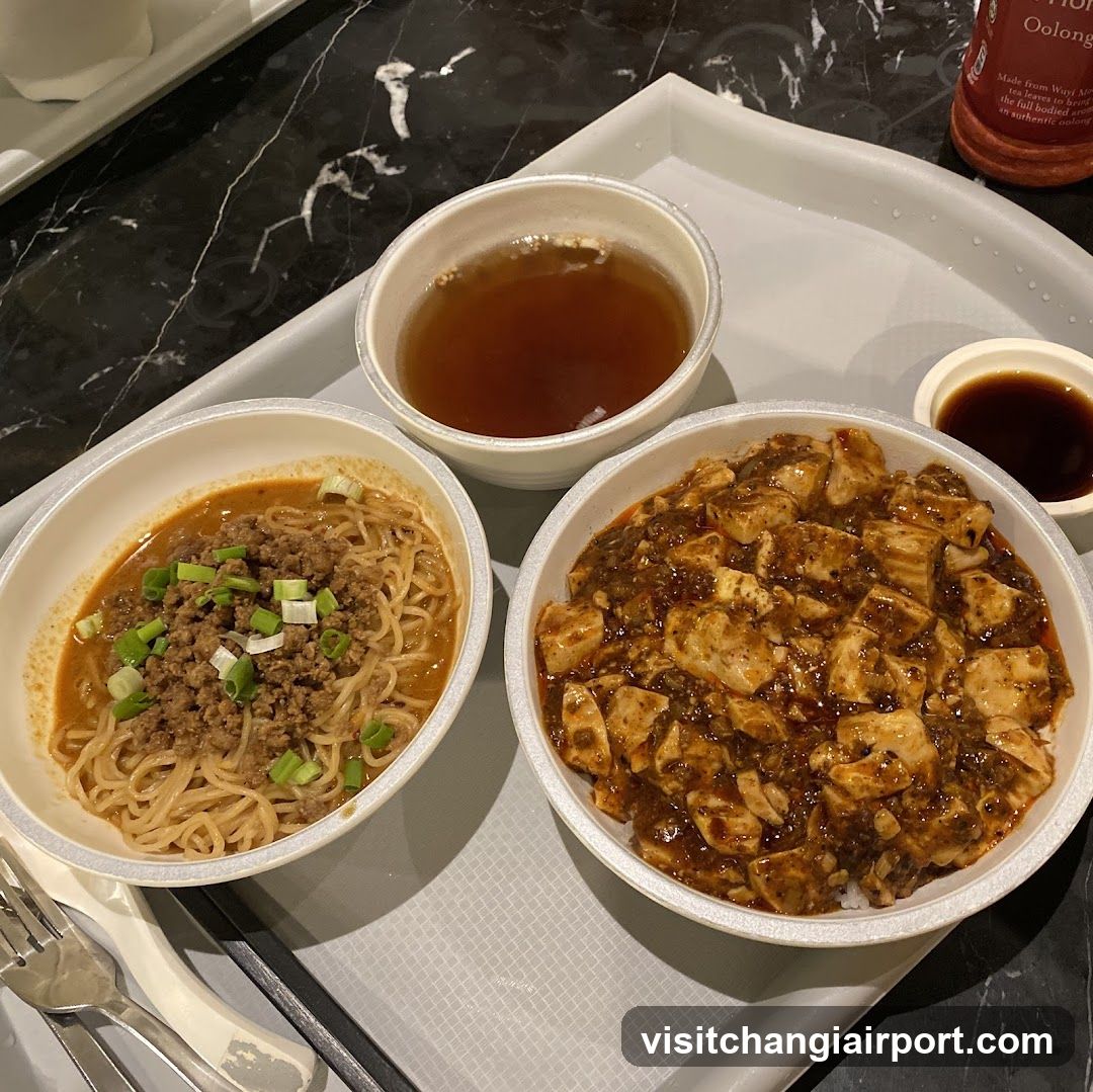 Food Tray with Noodles and Tofu