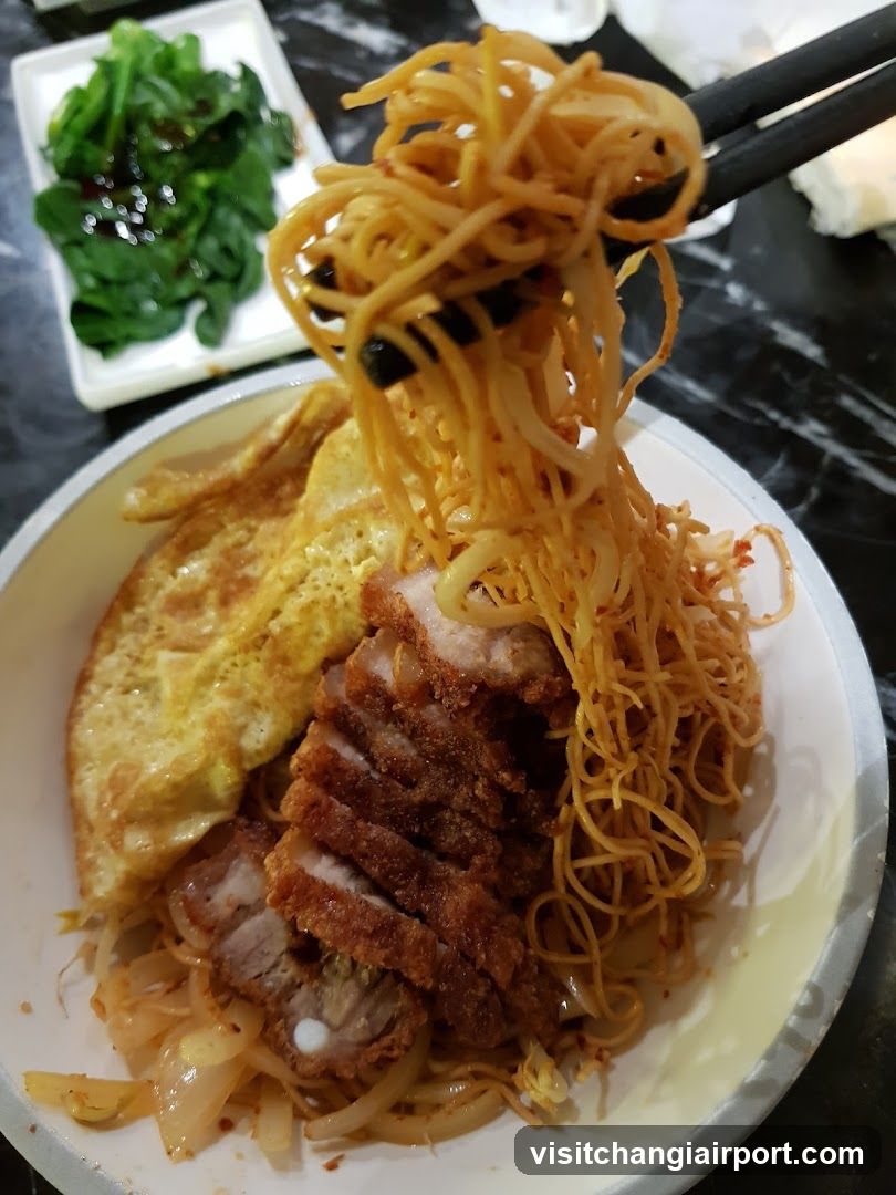 Pork Chop Noodles with Omelette