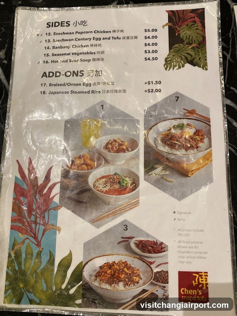 Chen's Mapo Tofu Menu Page