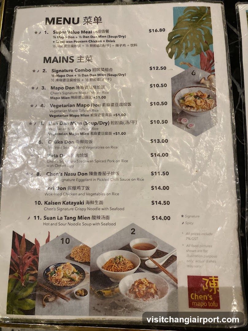 Chen's Mapo Tofu Menu
