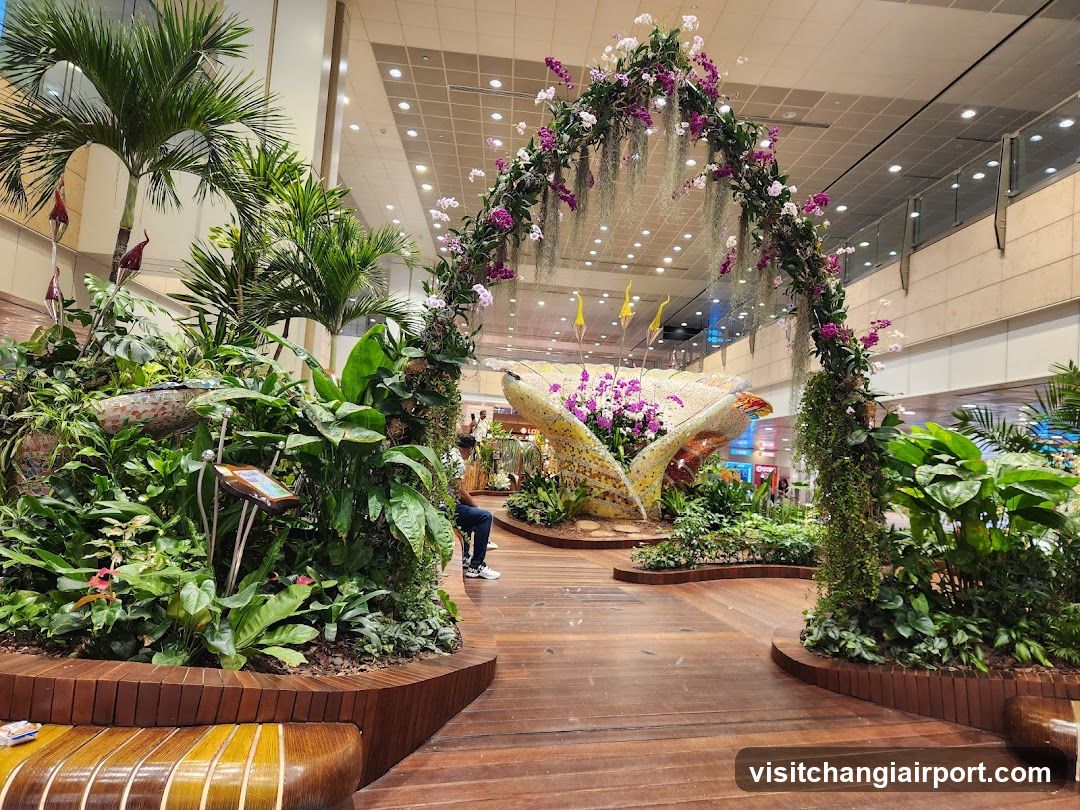 Indoor Garden Display with Floral Arch
