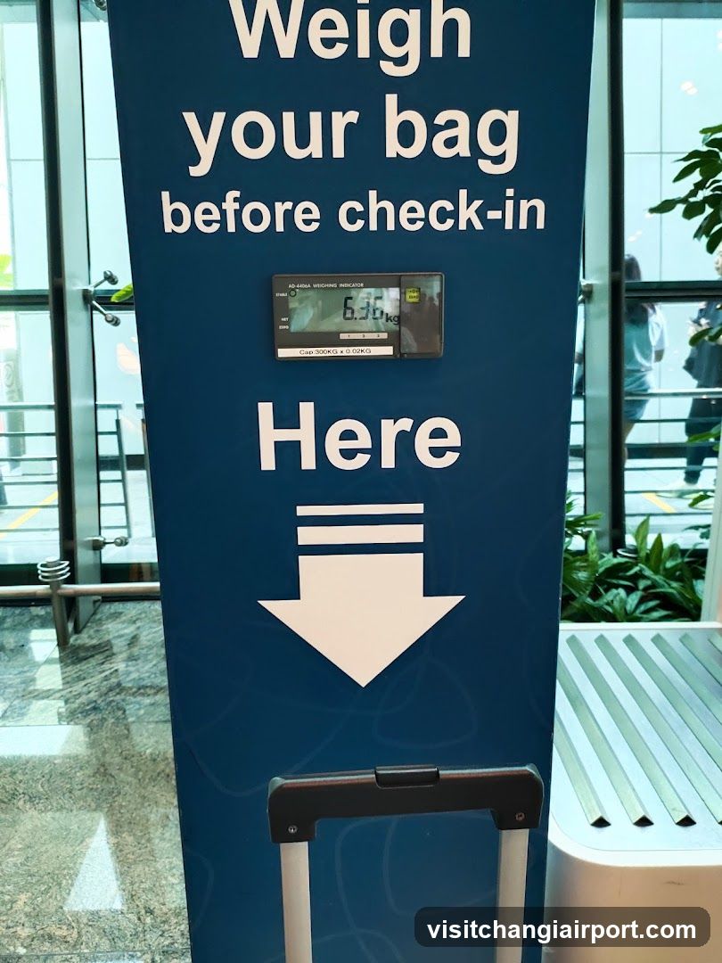 Bag Weighing Sign at Airport