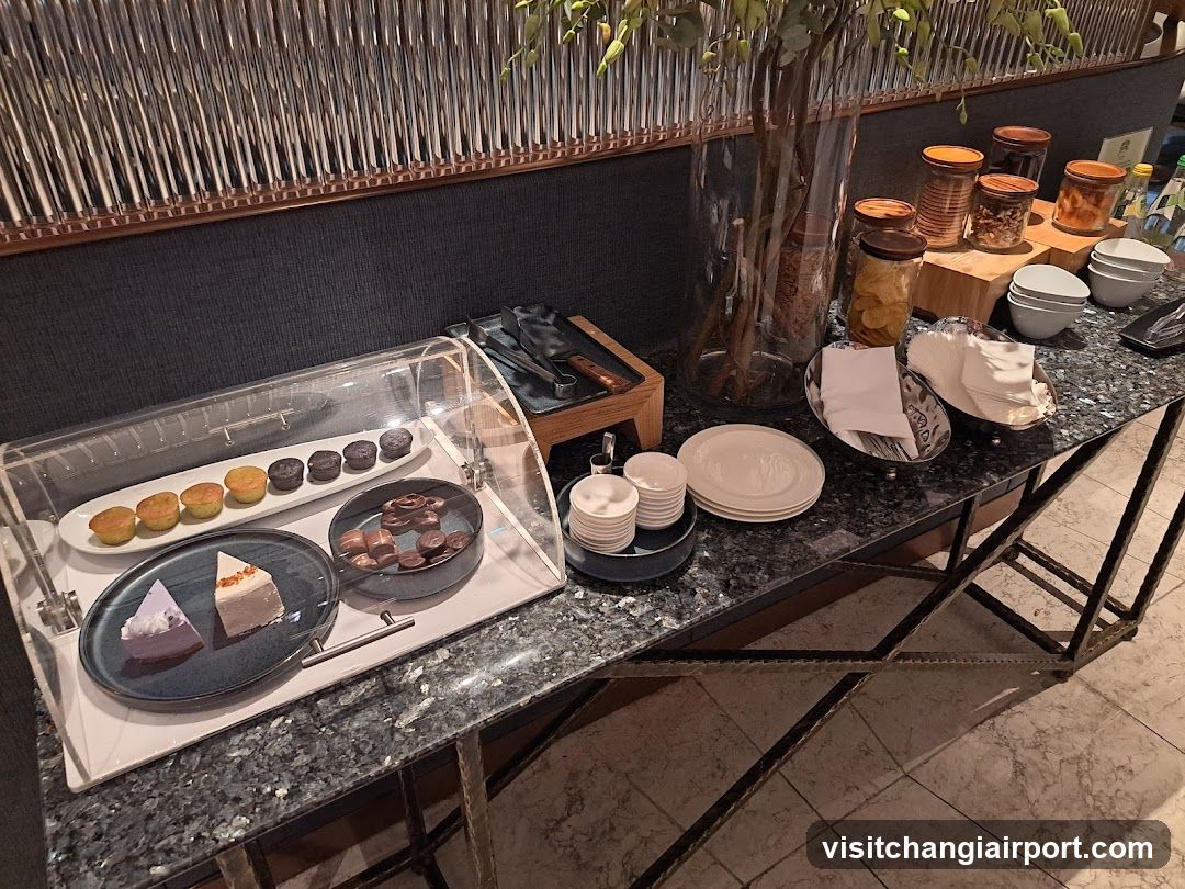Buffet Table with Desserts and Condiments