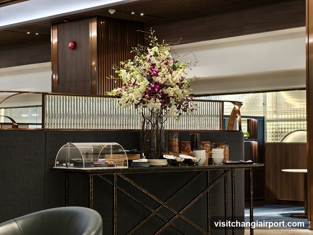 Buffet Table with Floral Arrangement