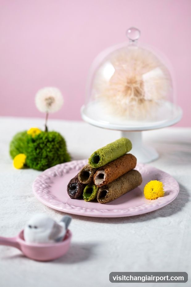Pastel Dessert Display with Wafers and Dandelion Decor