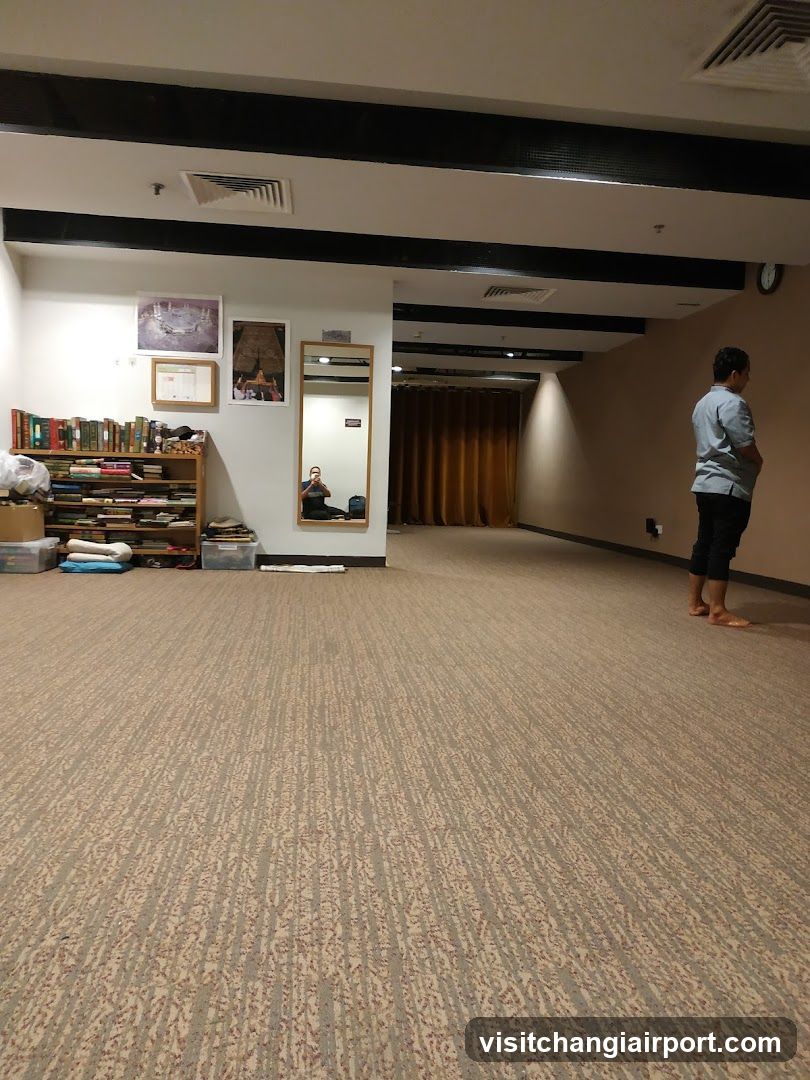 Interior Room with Bookshelf and Person Standing