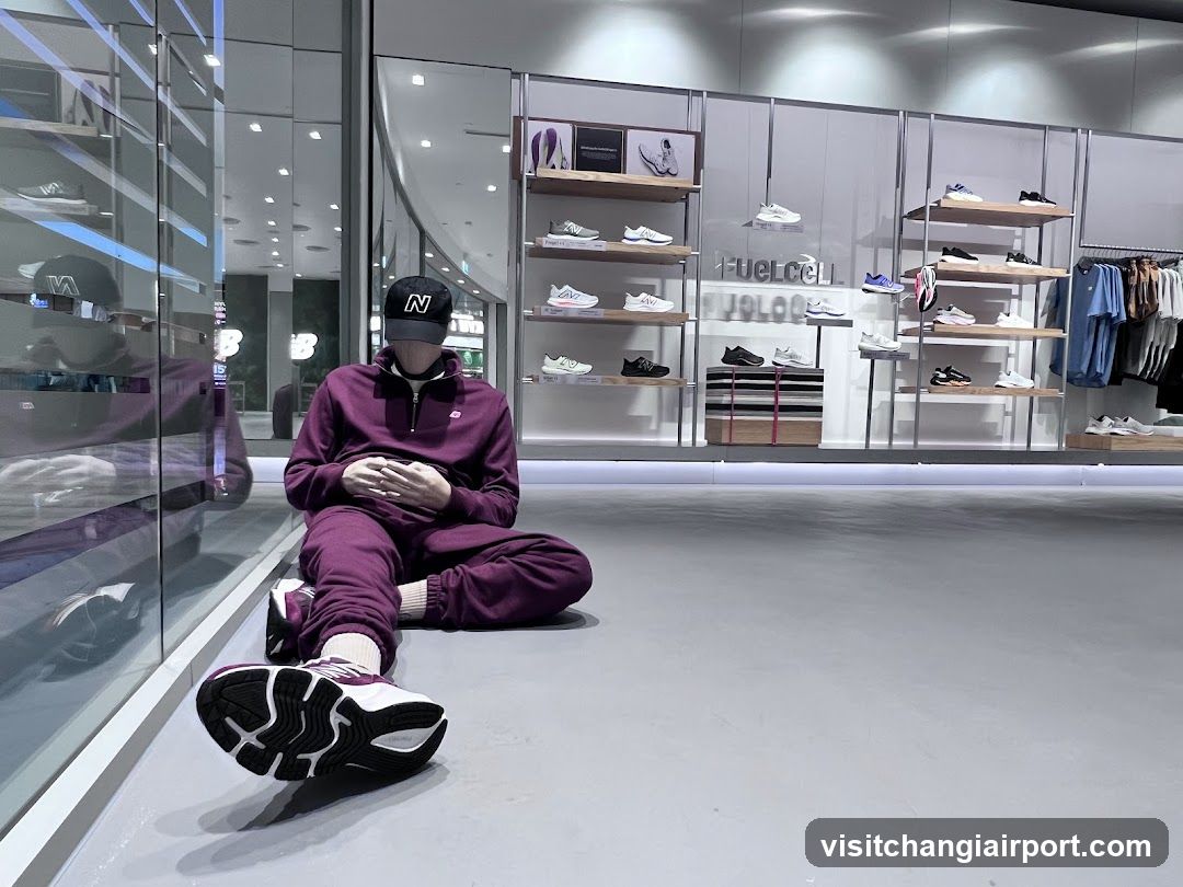 Person sitting in shoe store