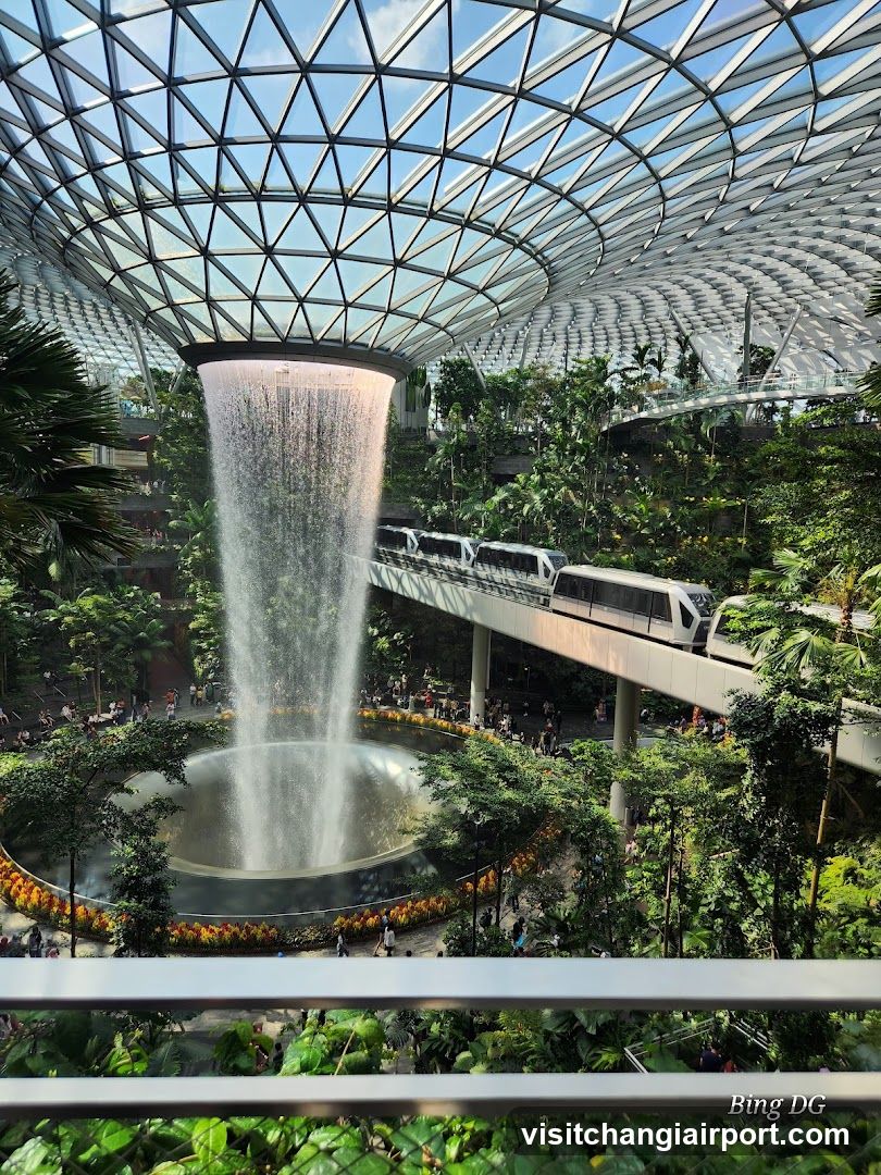 Indoor Waterfall and Train Scene