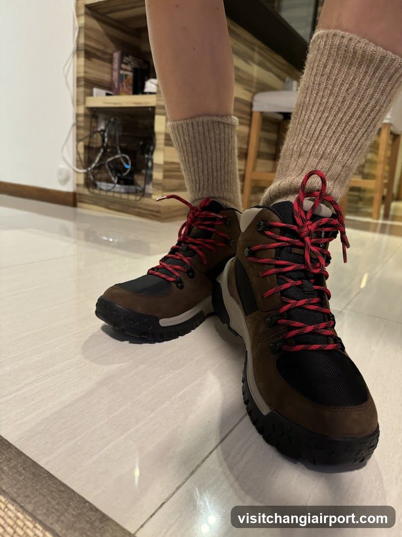 Hiking Boots with Red Laces