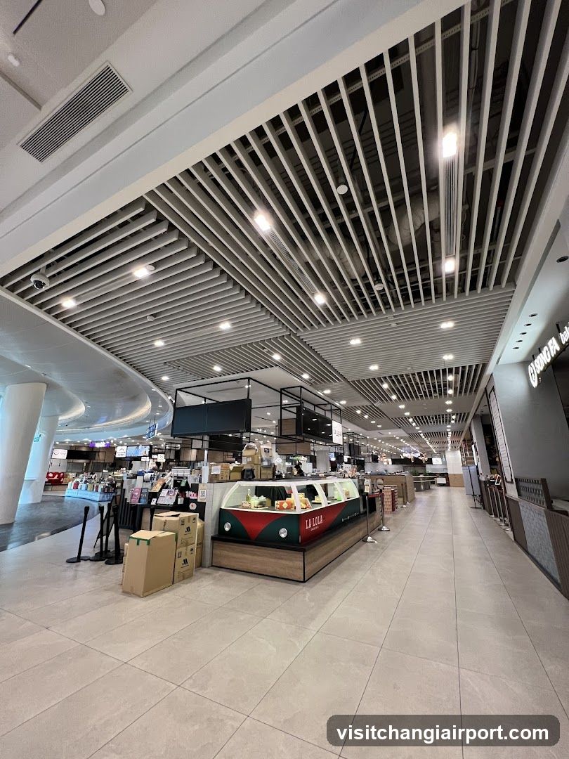 Interior of a modern food court or mall dining area