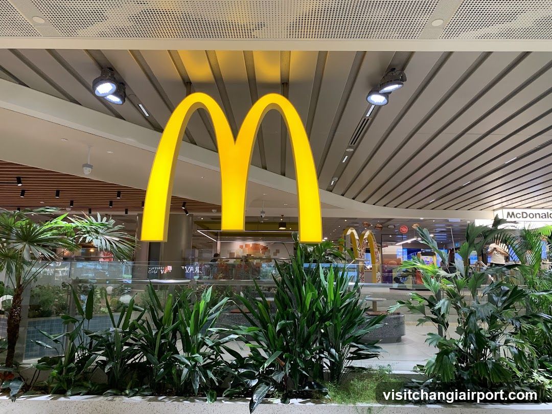McDonald's Interior View with Golden Arches