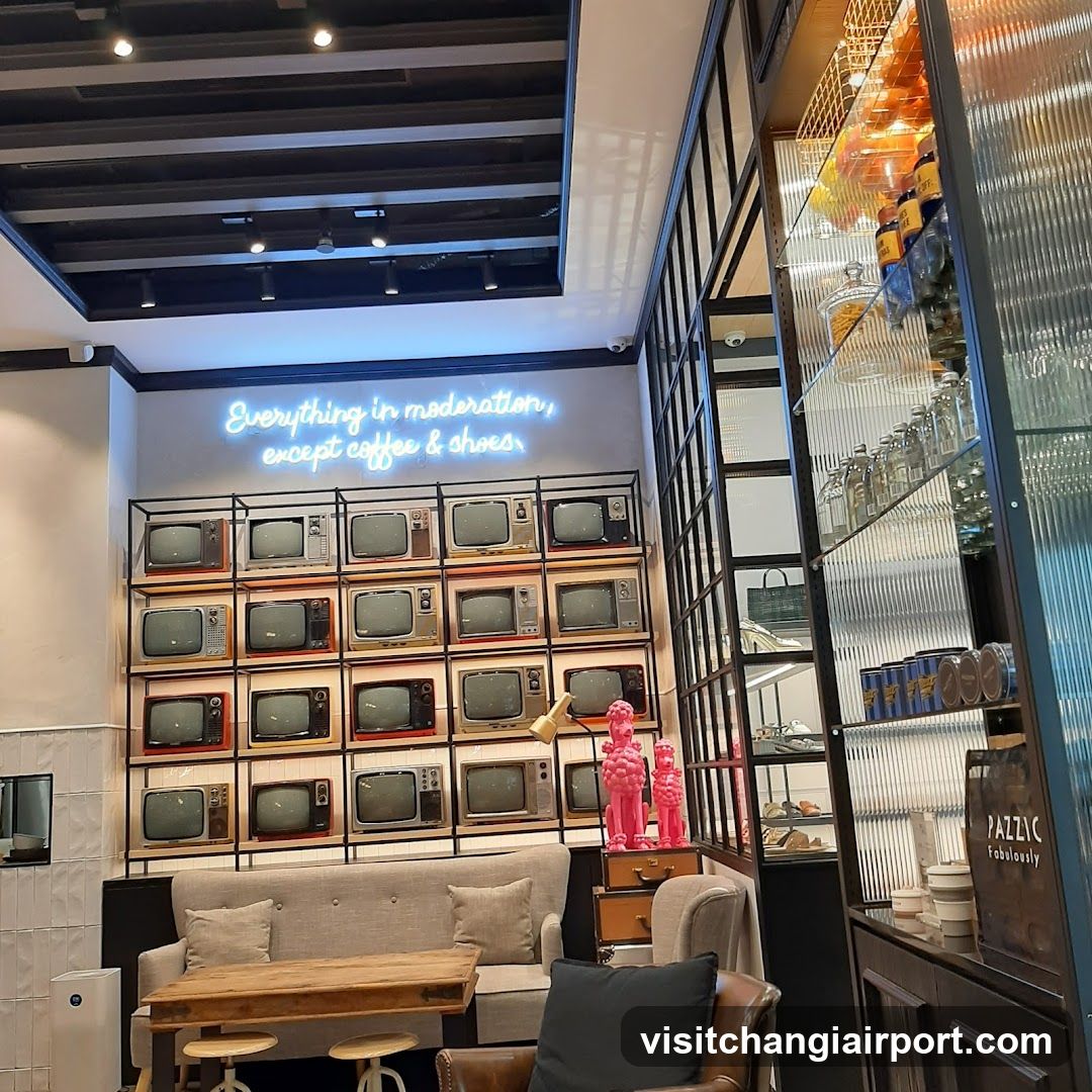 Vintage TV Wall Cafe Interior