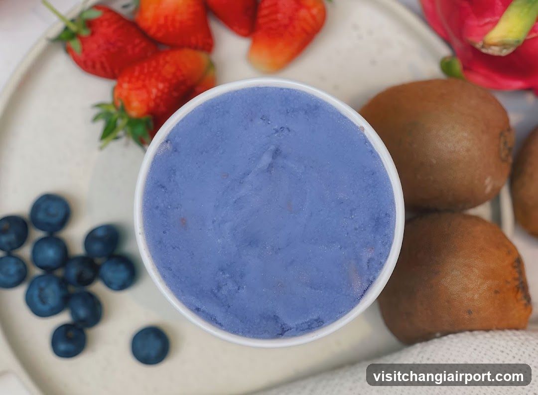 Blue Smoothie Bowl with Fresh Fruits