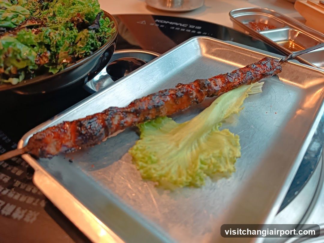 Grilled Meat Skewer with Lettuce