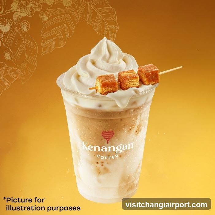 Kenangan Coffee Drink with Whipped Cream and Pastry Skewer