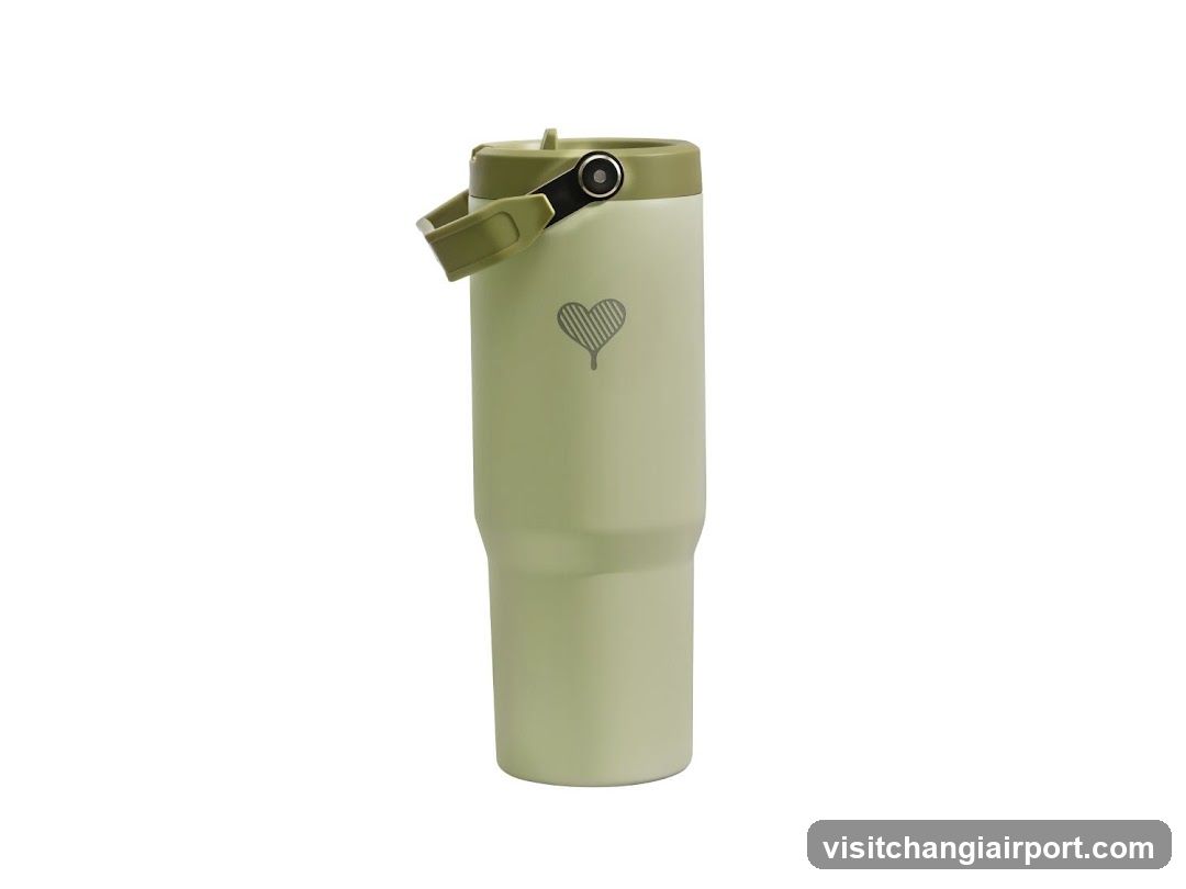 Green insulated tumbler with heart logo