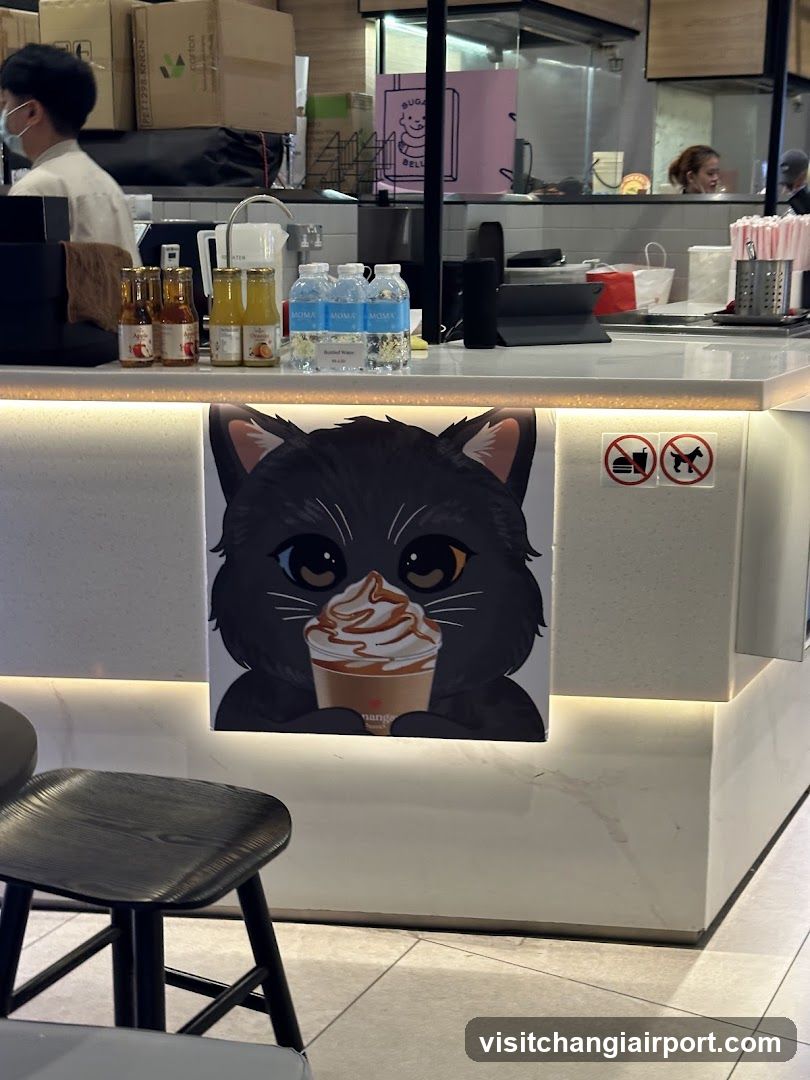 Cat-themed drink shop interior