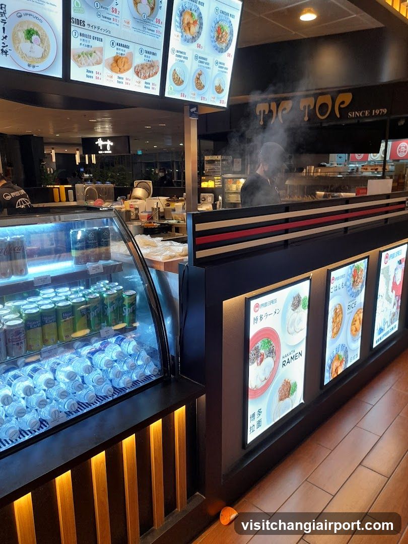 Food Stall Interior with Menu and Drinks Display