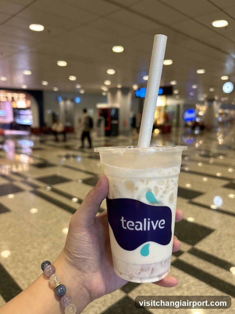 Tealive Drink in Airport Terminal
