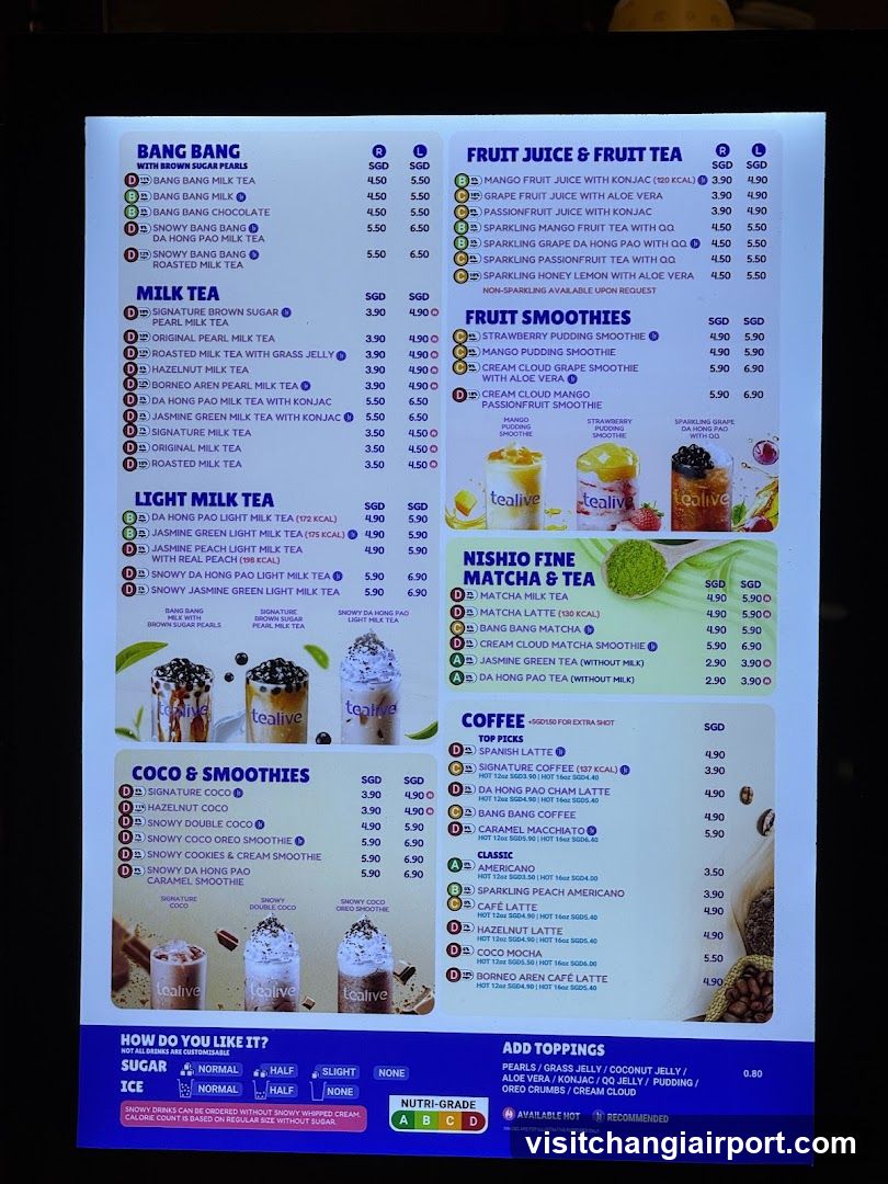 Tealive Menu Board