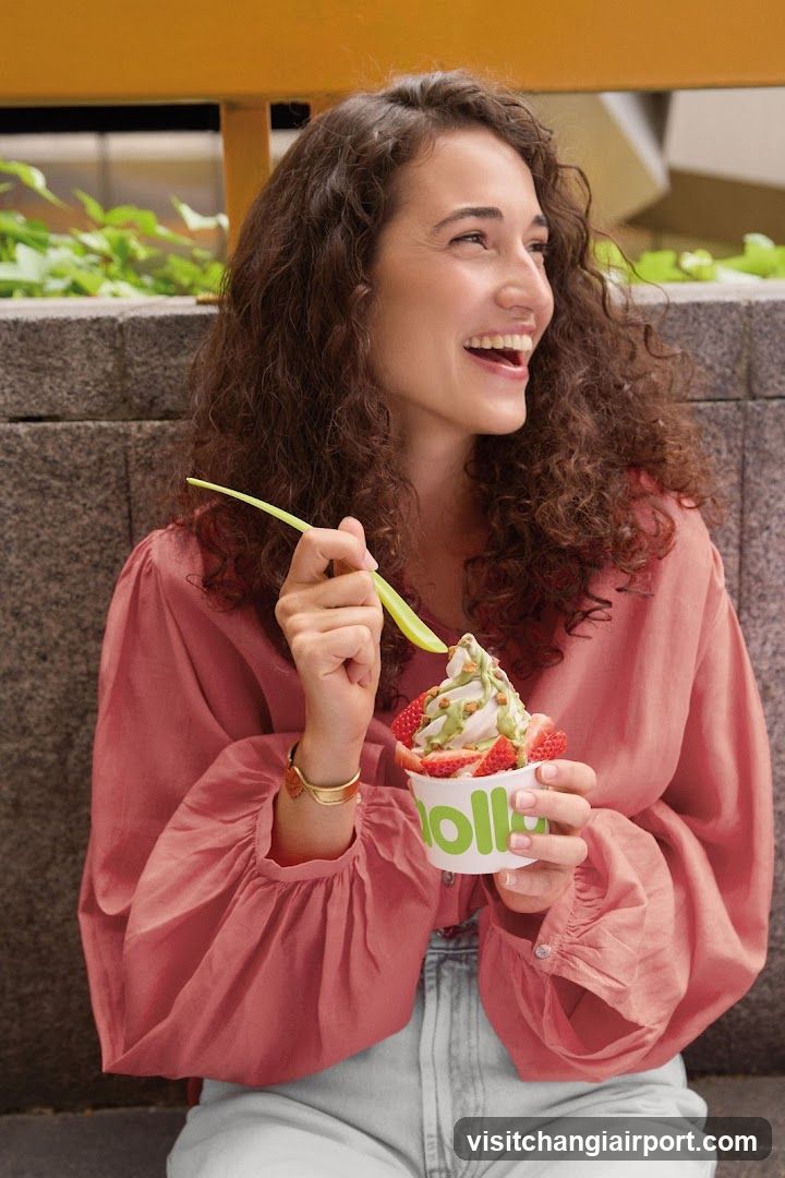 Woman enjoying ice cream