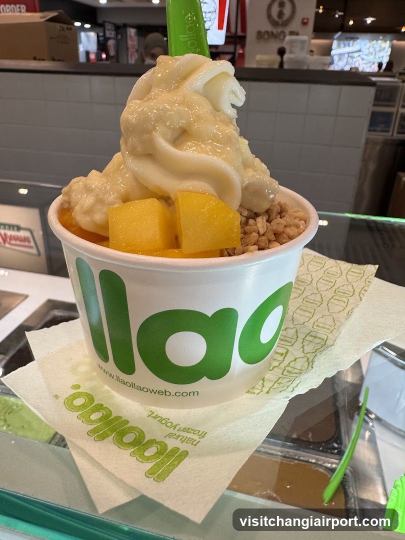 llao frozen yogurt cup with mango and granola