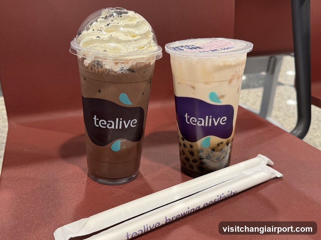 Tealive Drinks on a Red Chair