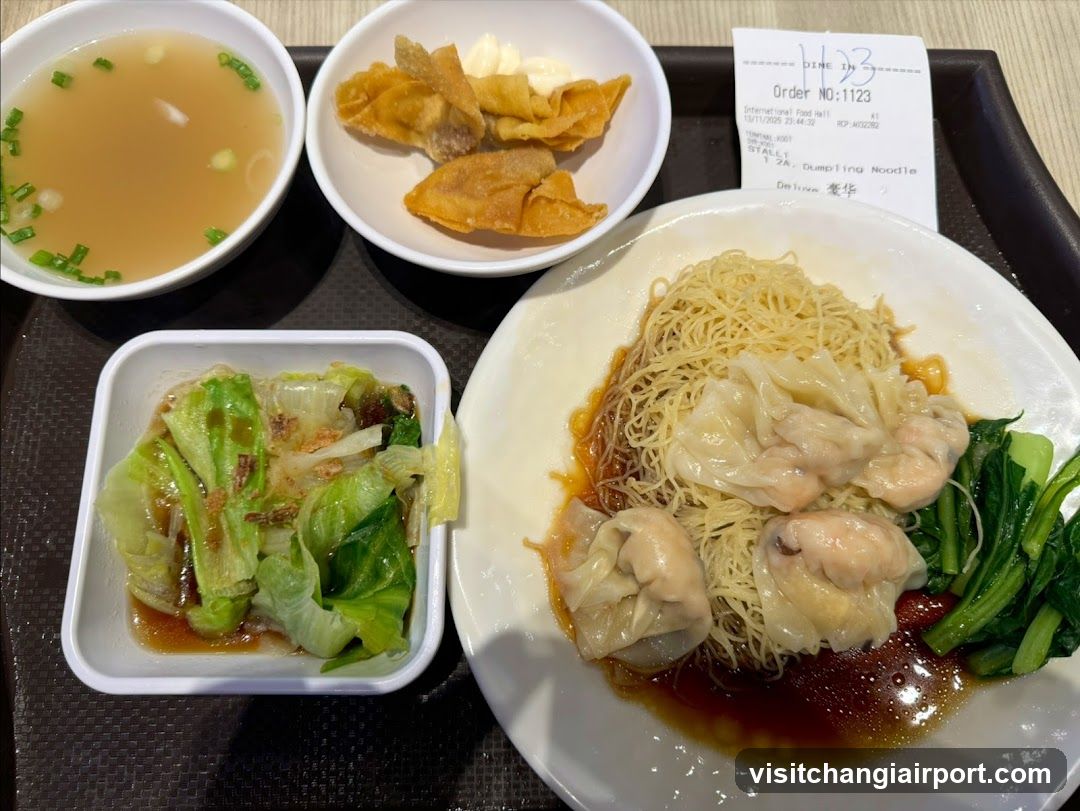 Dining Tray with Chinese Noodles and Side Dishes
