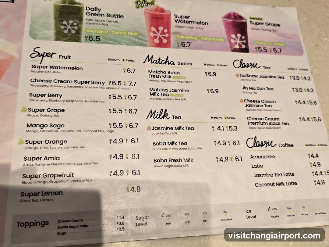 Super Fruit, Matcha Series, Classic Tea & Coffee Menu