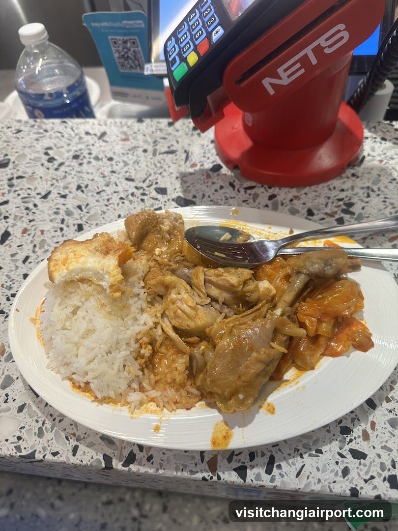 Plate of Chicken Curry with Rice and Egg