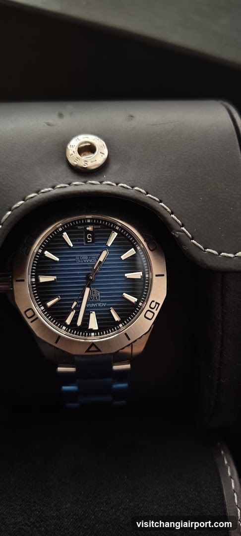 Blue Diver Watch in Leather Case