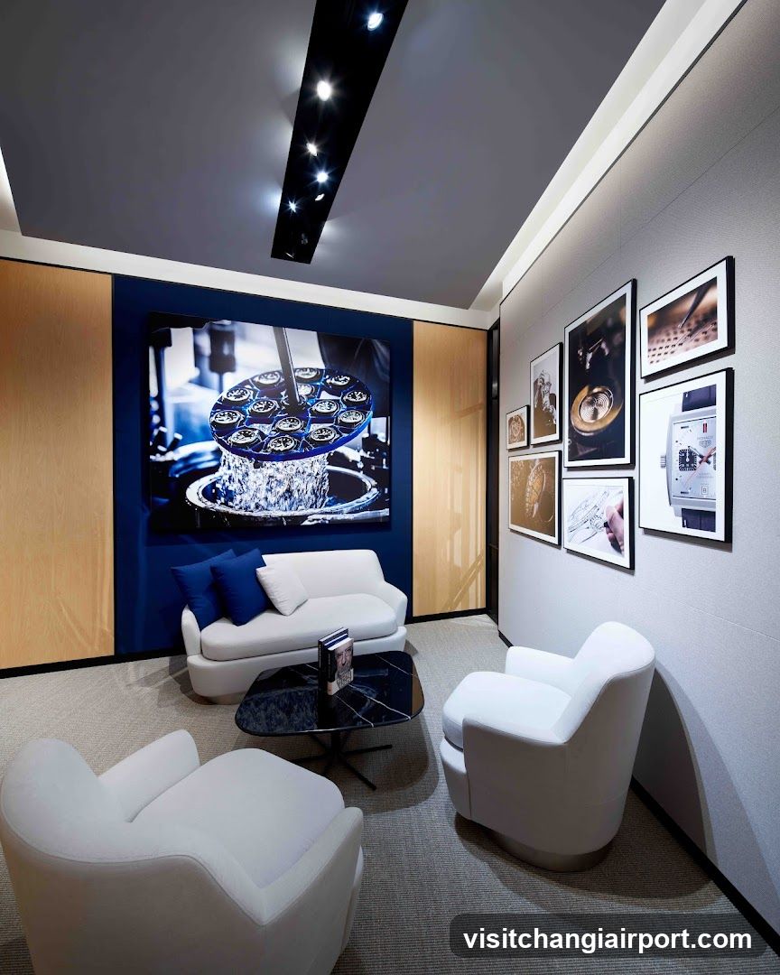 Modern Lounge Interior with Watch Display