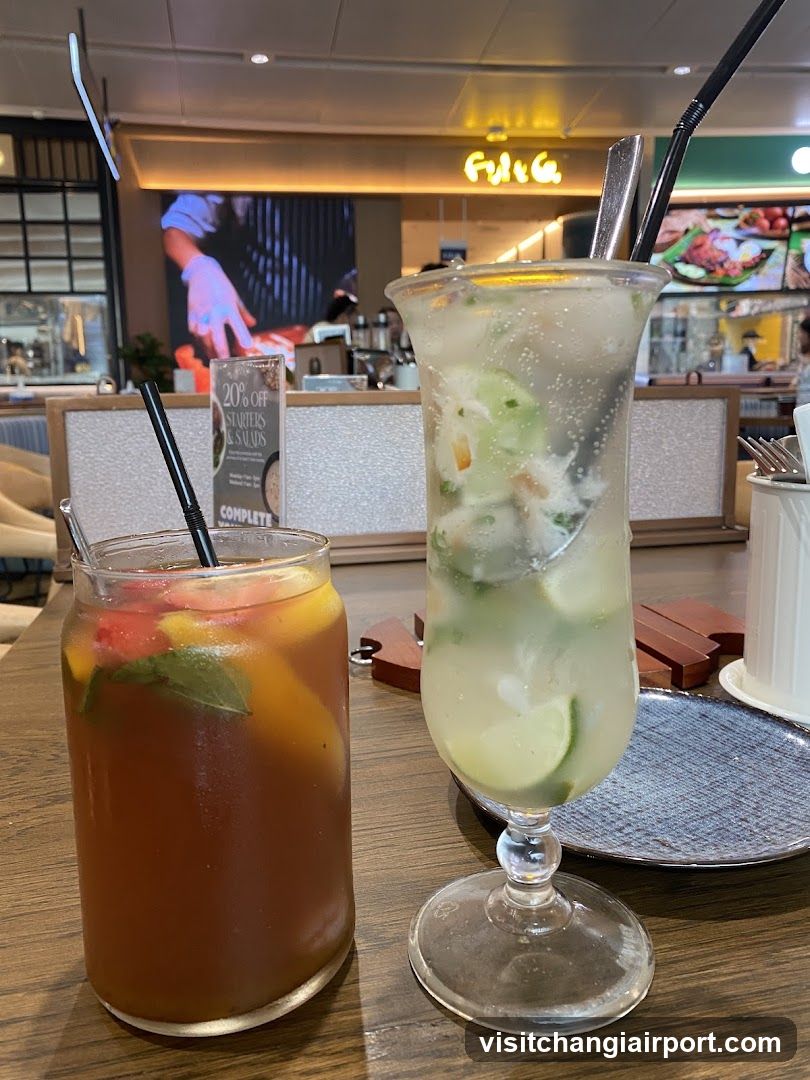 Indoor Dining Scene with Refreshing Drinks