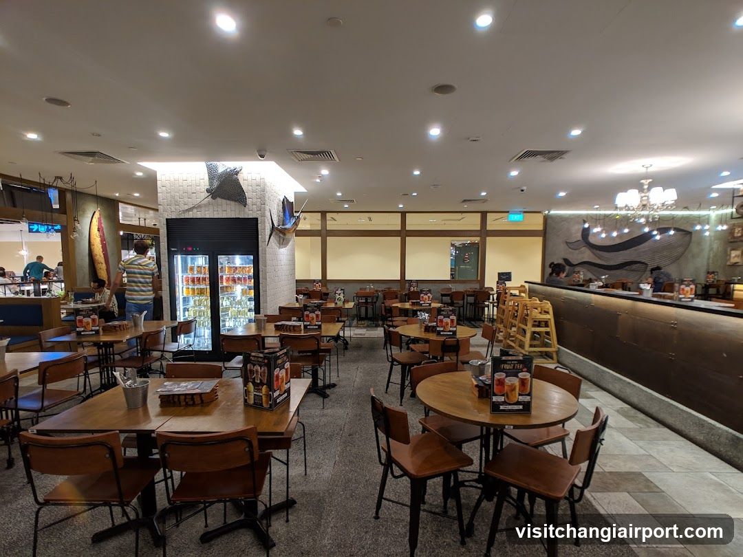 Restaurant Interior with Tables and Bar Area