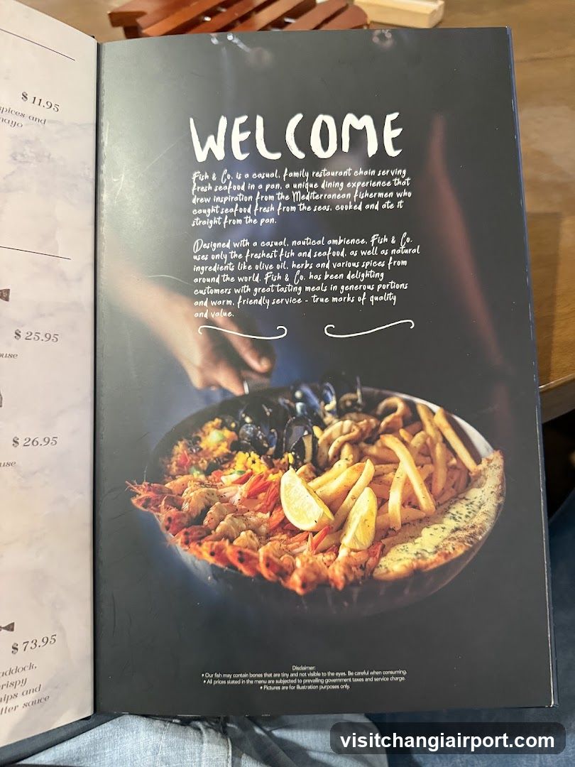 Welcome Page of Fish & Co Menu