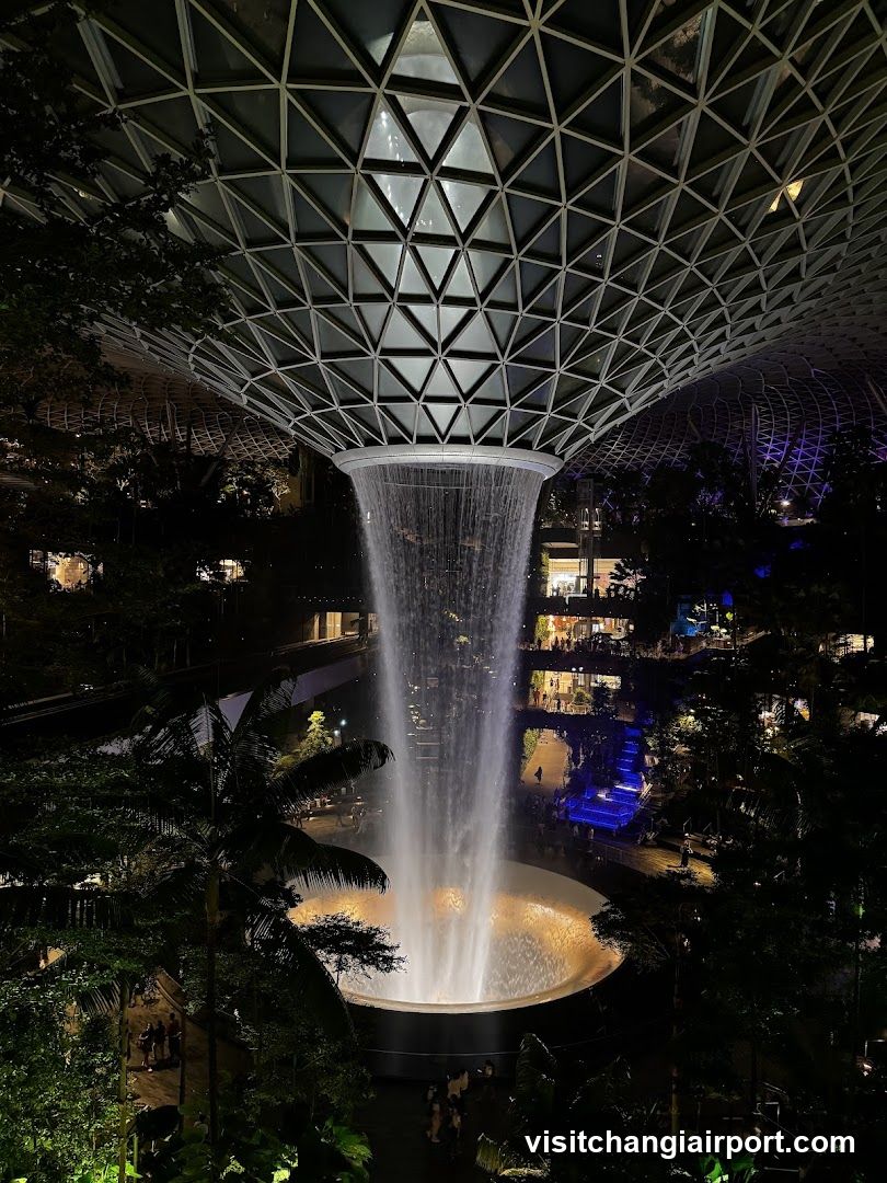 The Jewel Changi Waterfall at Night