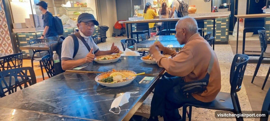 Diners at a casual restaurant table