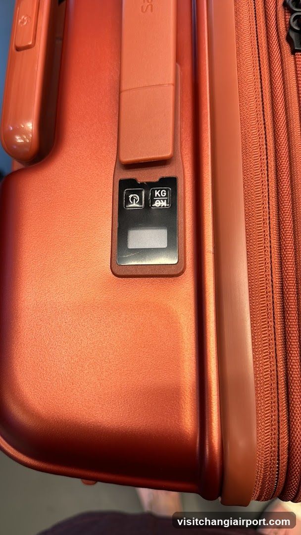 Orange Suitcase with Digital Weight Display