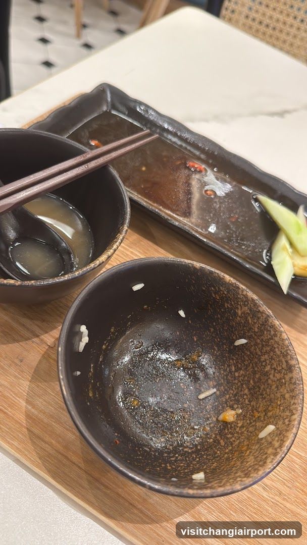 Empty Bowls and Chopsticks on Wooden Tray