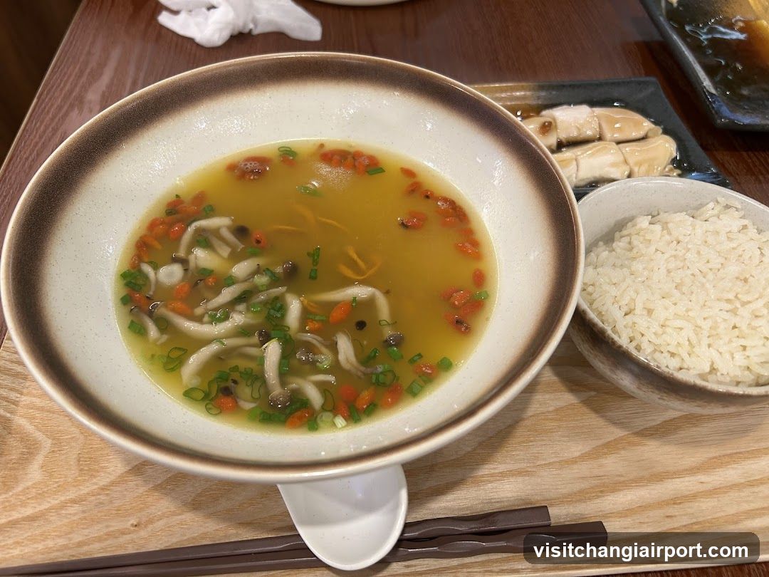 Mushroom Soup with Rice and Chicken