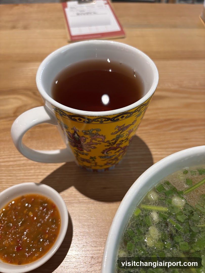 Tea and Soup on Wooden Table