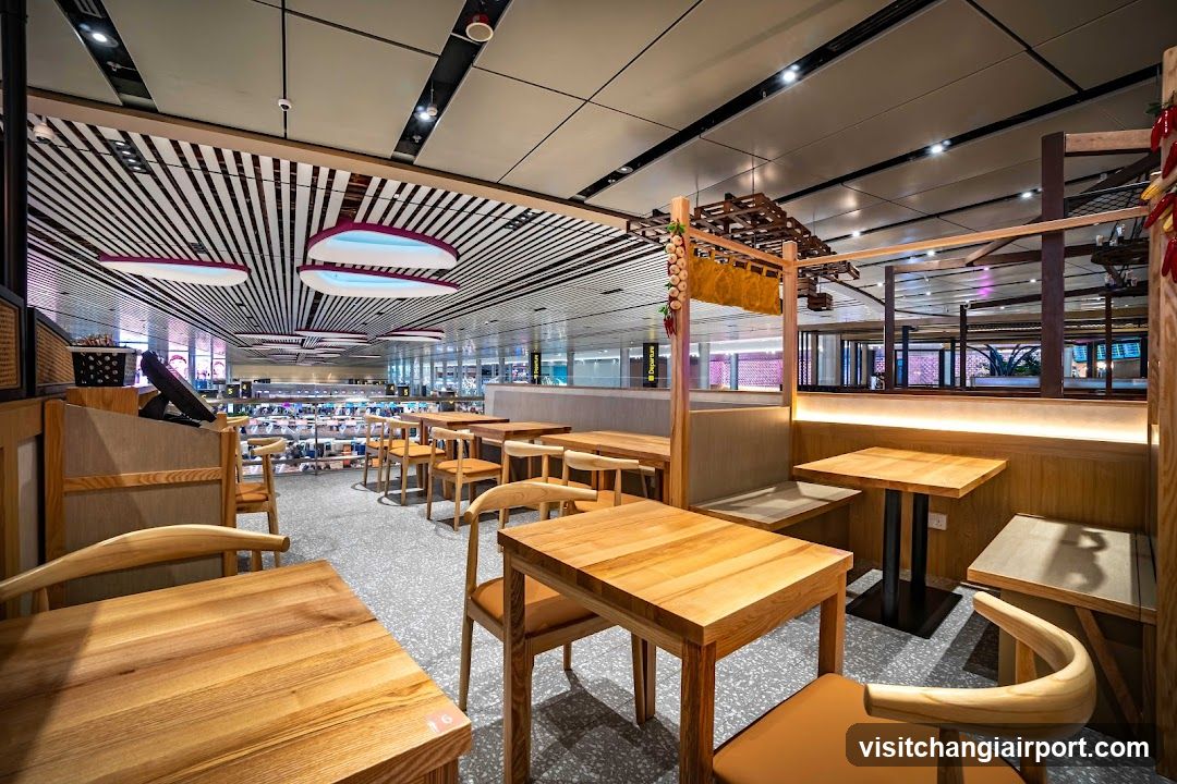 Restaurant Interior with Wooden Tables and Seating Area