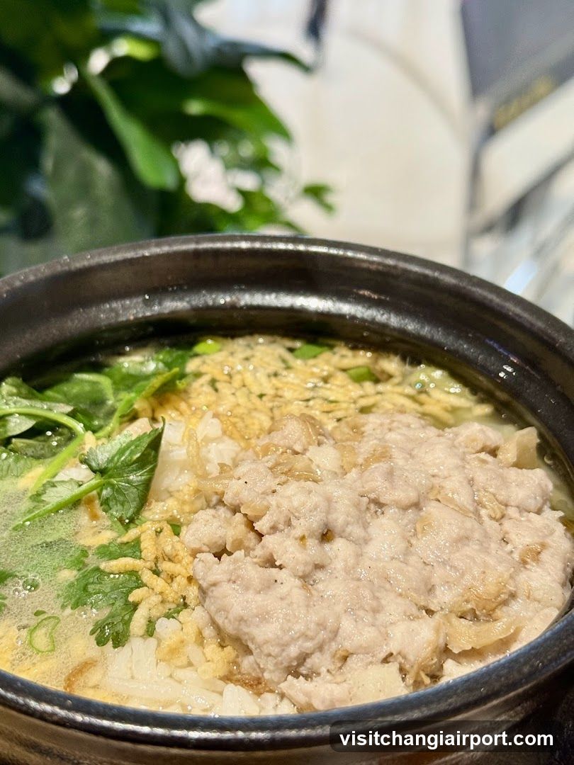 Serving of Soup with Meat and Greens